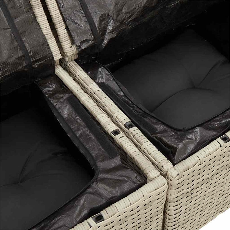 Afuera Living Contemporary Synthetic Poly Rattan Garden Sofa in Light Gray