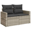Afuera Living 2-Seater Rattan Garden Sofa With Adjustable Armrests in Light Gray