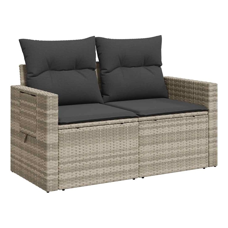 Afuera Living 2-Seater Rattan Garden Sofa With Adjustable Armrests in Light Gray
