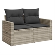 Afuera Living 2-Seater Rattan Garden Sofa With Adjustable Armrests in Light Gray