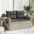 Afuera Living 2-Seater Rattan Garden Sofa With Adjustable Armrests in Light Gray