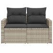 Afuera Living 2-Seater Rattan Garden Sofa With Adjustable Armrests in Light Gray