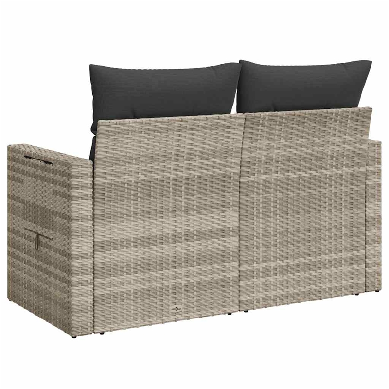 Afuera Living 2-Seater Rattan Garden Sofa With Adjustable Armrests in Light Gray