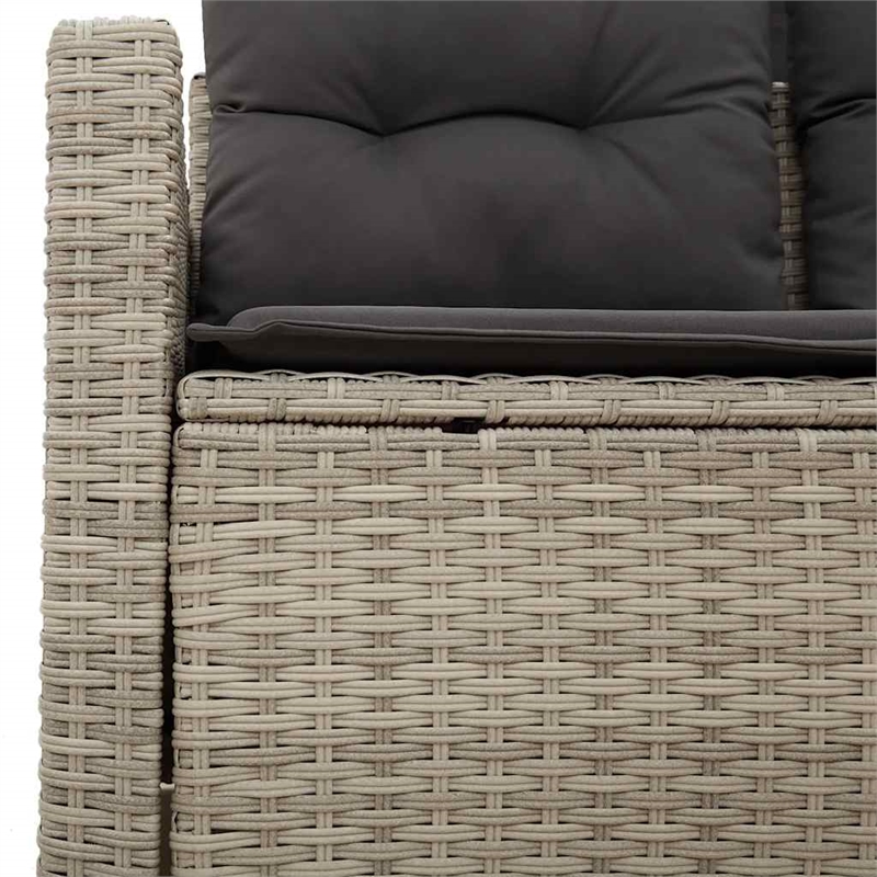Afuera Living 2-Seater Rattan Garden Sofa With Adjustable Armrests in Light Gray