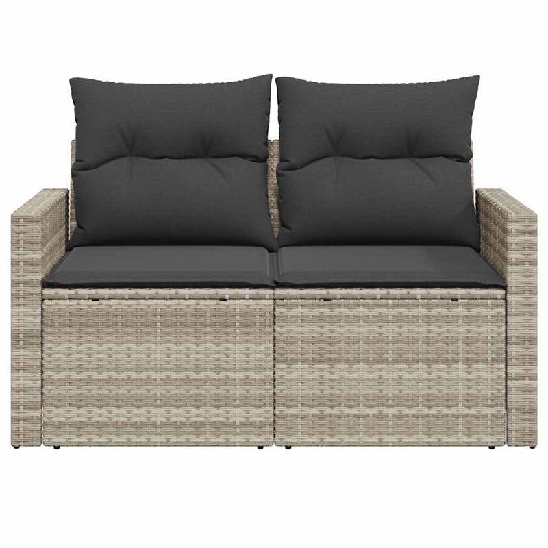 Afuera Living 2-Seater Rattan Garden Sofa With Adjustable Armrests in Light Gray