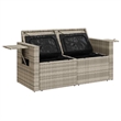 Afuera Living 2-Seater Rattan Garden Sofa With Adjustable Armrests in Light Gray