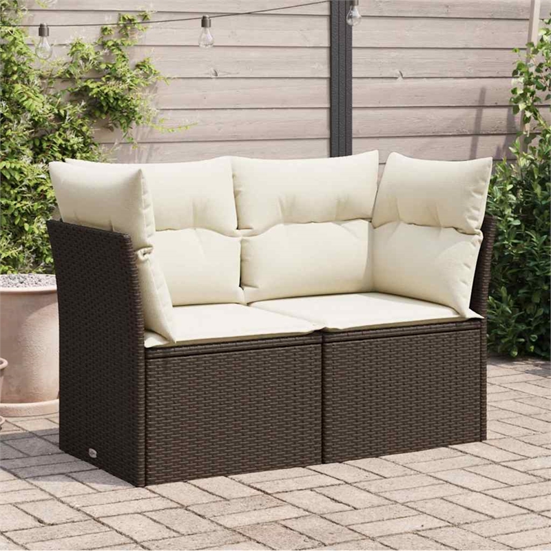 Afuera Living Medium Poly Rattan Garden Sofa With Adjustable Feet in Brown