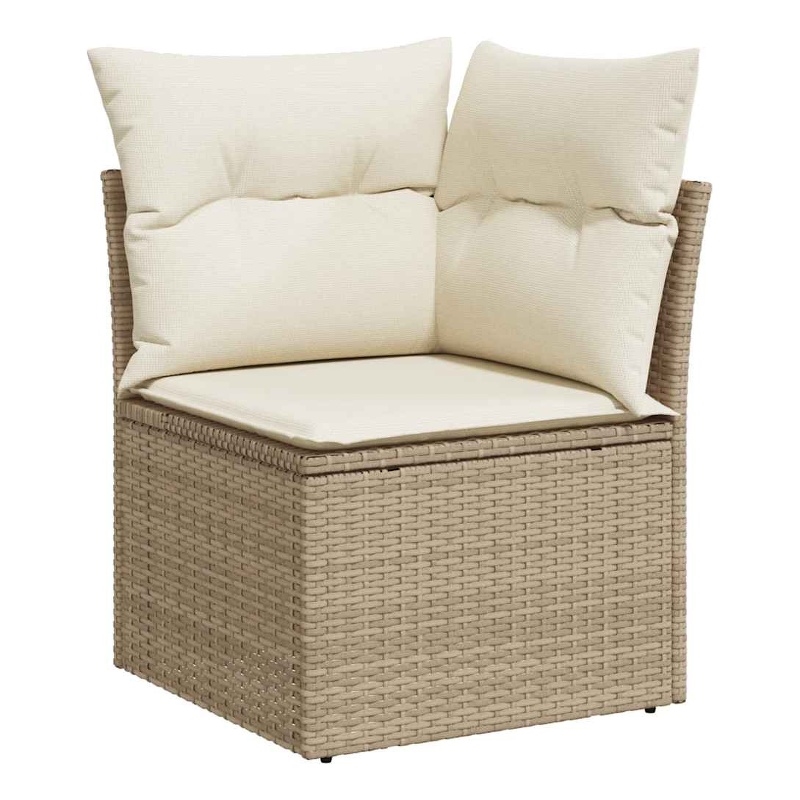 Afuera Living Single PE Rattan Garden Sofa With Adjustable Feet in Beige