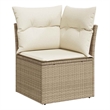 Afuera Living Single PE Rattan Garden Sofa With Adjustable Feet in Beige