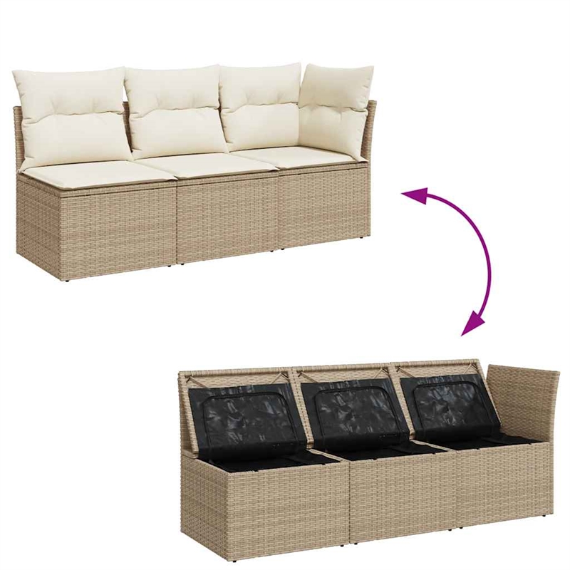 Afuera Living 3-Seater PE Rattan Modular Garden Sofa in Beige