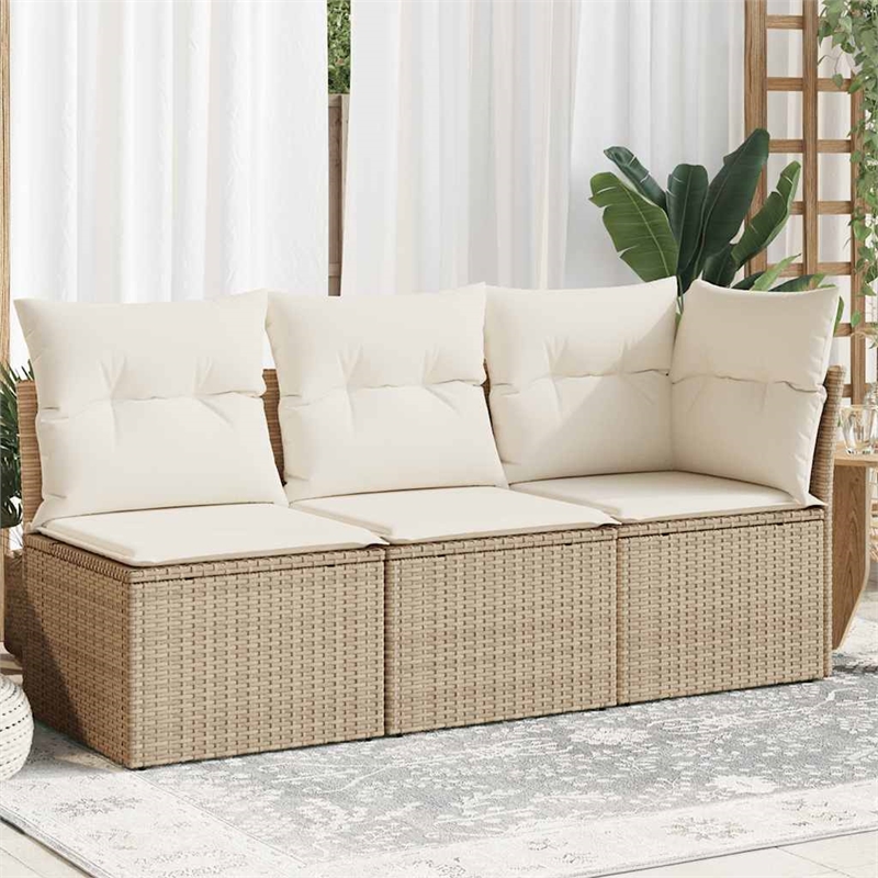 Afuera Living 3-Seater PE Rattan Modular Garden Sofa in Beige