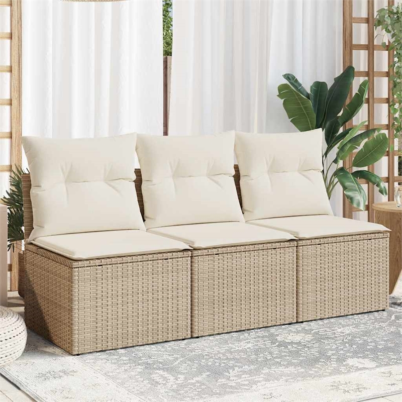 Afuera Living 3-Seater PE Rattan Modular Garden Sofa in Beige