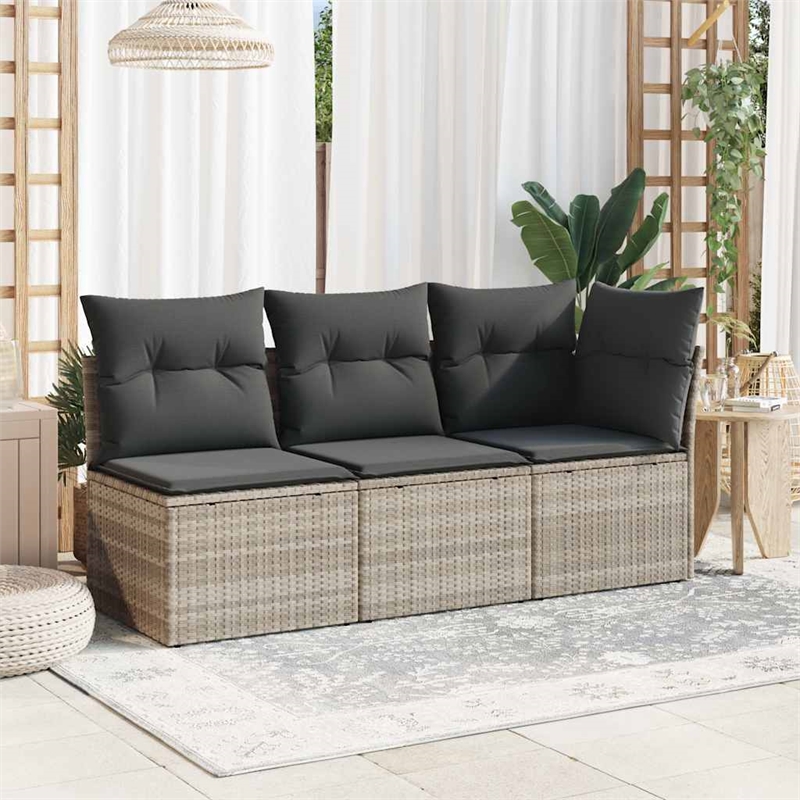 Afuera Living Poly Rattan And Powder-Coated Steel Garden Sofa in Light Gray