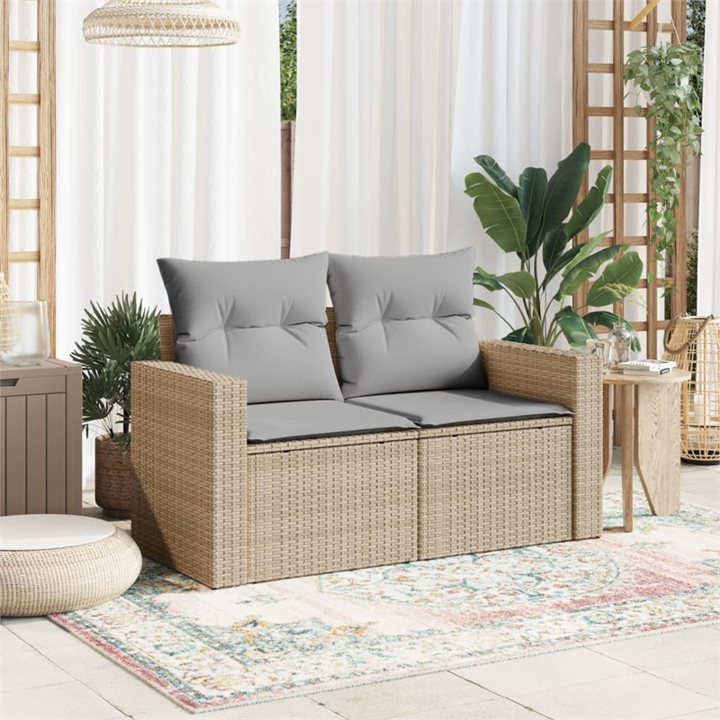 Afuera Living 2-Seater PE Rattan Modular Garden Sofa in Beige