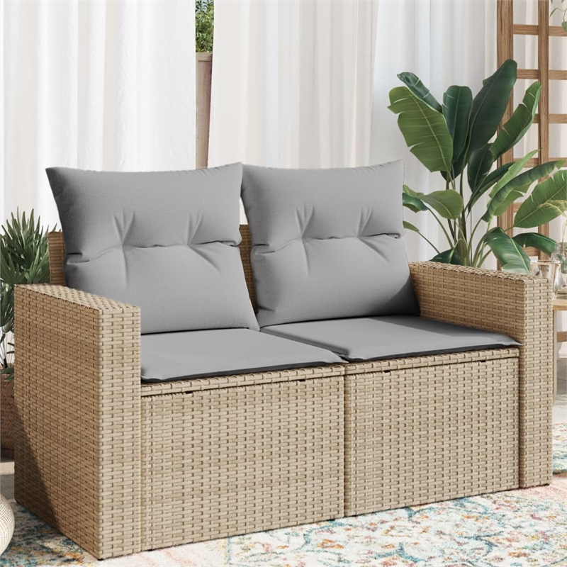 Afuera Living 2-Seater PE Rattan Modular Garden Sofa in Beige