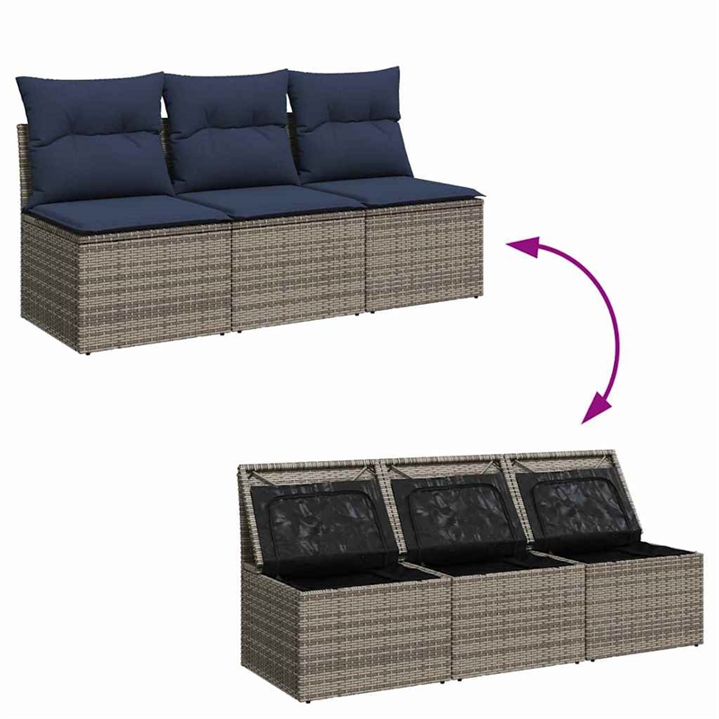 Afuera Living Contemporary Durable Poly Rattan Garden Sofa in Gray