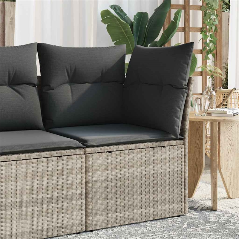 Afuera Living Rattan & Powder-Coated Steel & Polyester Garden Sofa in Light Gray