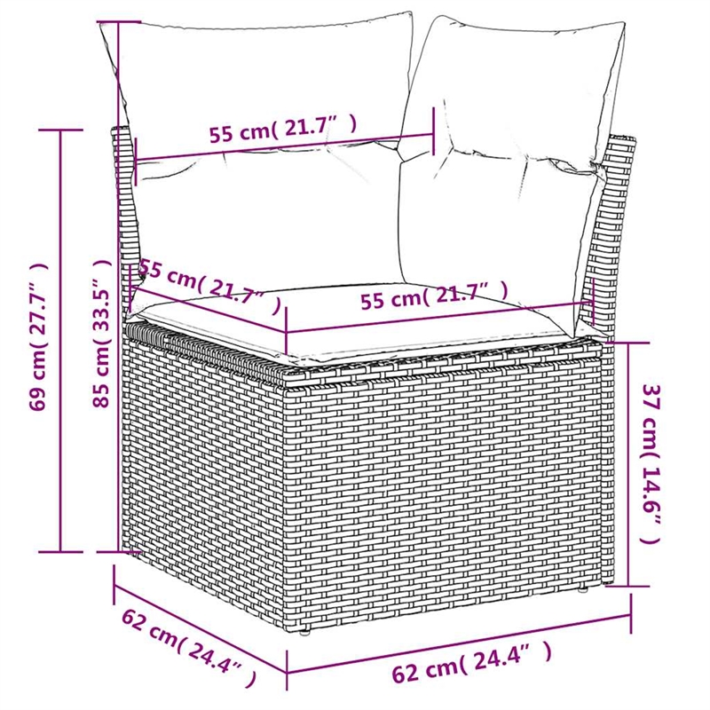 Afuera Living Rattan & Powder-Coated Steel & Polyester Garden Sofa in Light Gray