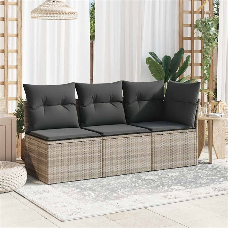 Afuera Living Rattan & Powder-Coated Steel & Polyester Garden Sofa in Light Gray