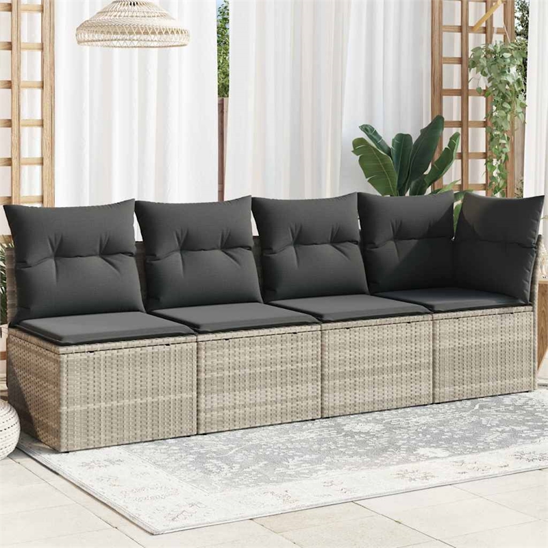 Afuera Living Contemporary Synthetic Poly Rattan Garden Sofa in Light Gray