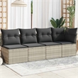 Afuera Living Contemporary Synthetic Poly Rattan Garden Sofa in Light Gray