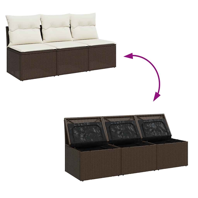 Afuera Living Contemporary Rattan Garden Sofa in Brown & Cream