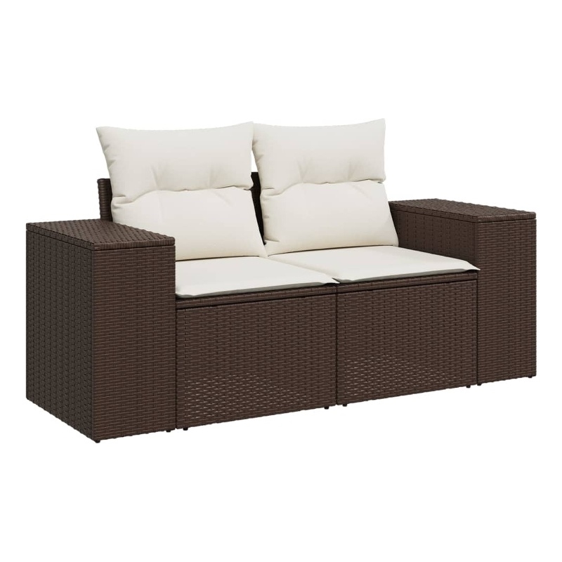 Afuera Living Poly Rattan 2-Seater Removable Covers Garden Sofa in Brown
