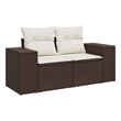 Afuera Living Poly Rattan 2-Seater Removable Covers Garden Sofa in Brown