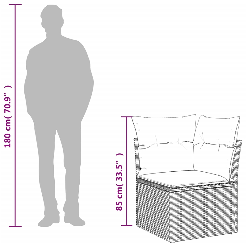 Afuera Living Contemporary Durable Poly Rattan Garden Sofa in Brown