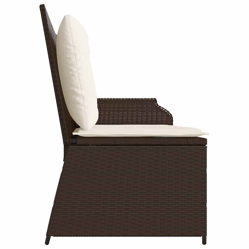 Afuera Living Standard PE Rattan Reclining Patio Bench in Brown