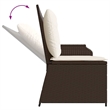 Afuera Living Standard PE Rattan Reclining Patio Bench in Brown