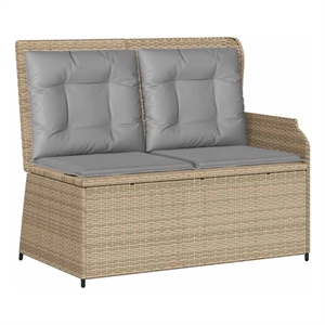Afuera Living Standard Rattan & Steel Reclining Patio Bench in Beige