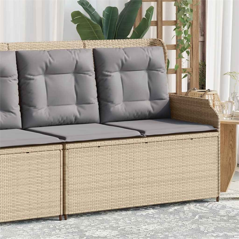 Afuera Living Standard Rattan & Steel Reclining Patio Bench in Beige