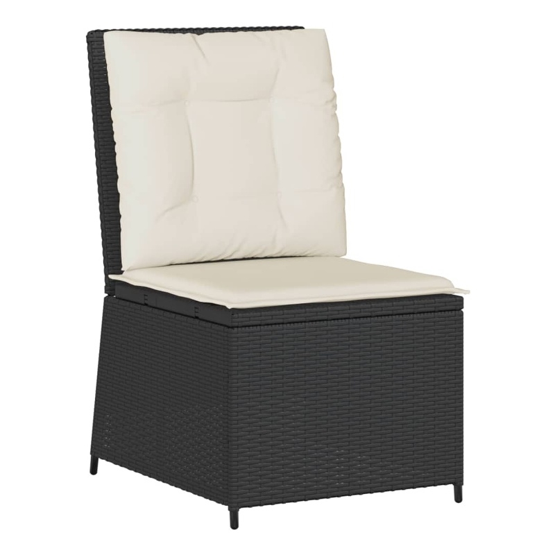 Afuera Living Contemporary PE Rattan Reclining Patio Sofa in Black
