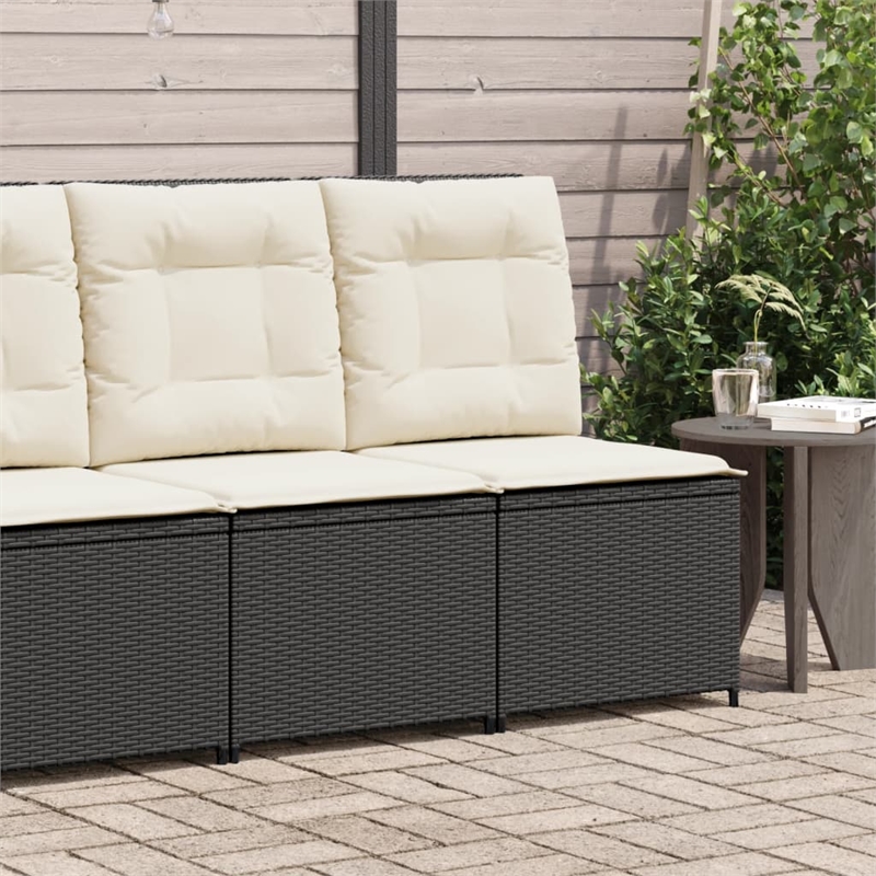 Afuera Living Contemporary PE Rattan Reclining Patio Sofa in Black