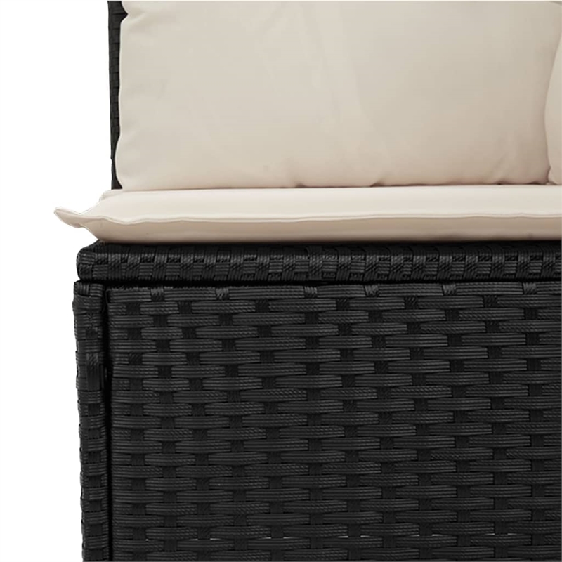 Afuera Living Contemporary PE Rattan Reclining Patio Sofa in Black