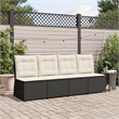 Afuera Living Contemporary PE Rattan Reclining Patio Sofa in Black