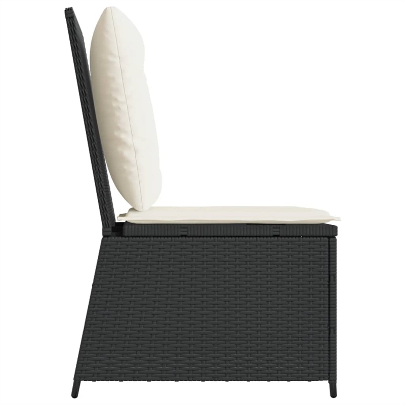 Afuera Living Contemporary PE Rattan Reclining Patio Sofa in Black