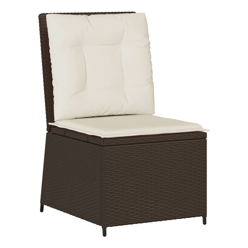 Afuera Living Contemporary Poly Rattan Reclining Patio Sofa in Brown