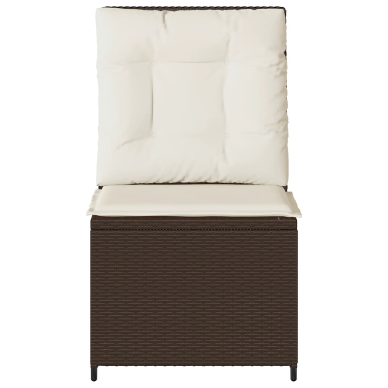 Afuera Living Contemporary Poly Rattan Reclining Patio Sofa in Brown