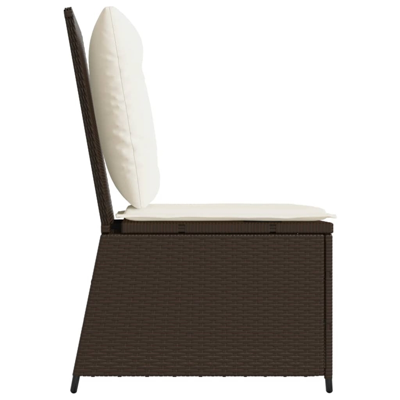 Afuera Living Contemporary Poly Rattan Reclining Patio Sofa in Brown