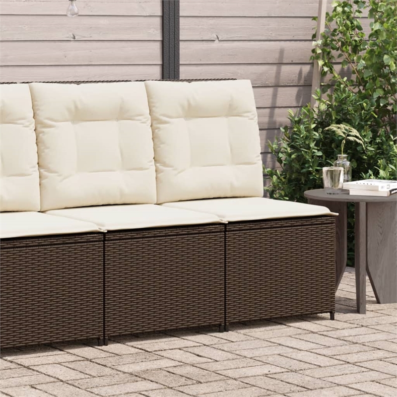 Afuera Living Contemporary Poly Rattan Reclining Patio Sofa in Brown