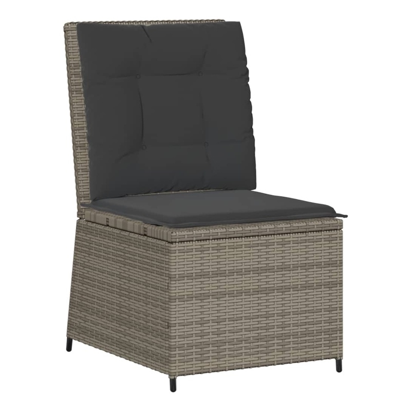 Afuera Living Compact Rattan Reclining Garden Sofa With Removable Covers in Gray