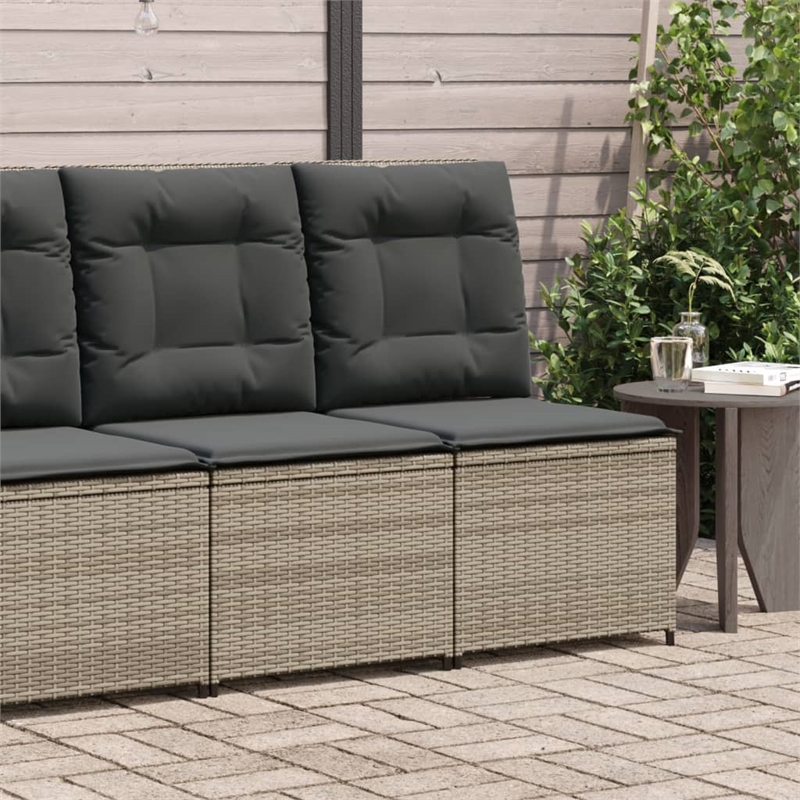 Afuera Living Compact Rattan Reclining Garden Sofa With Removable Covers in Gray