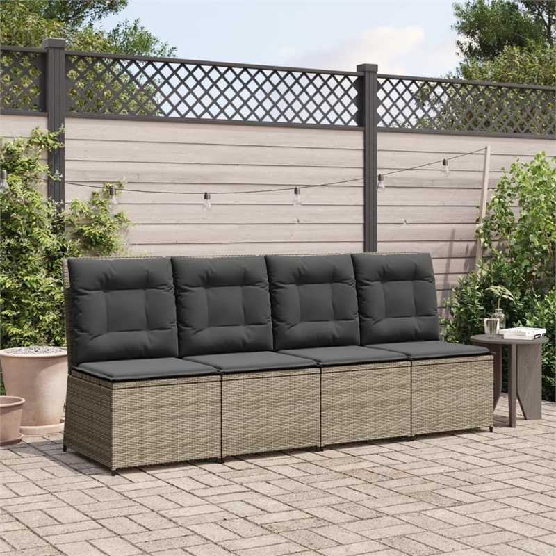 Afuera Living Compact Rattan Reclining Garden Sofa With Removable Covers in Gray