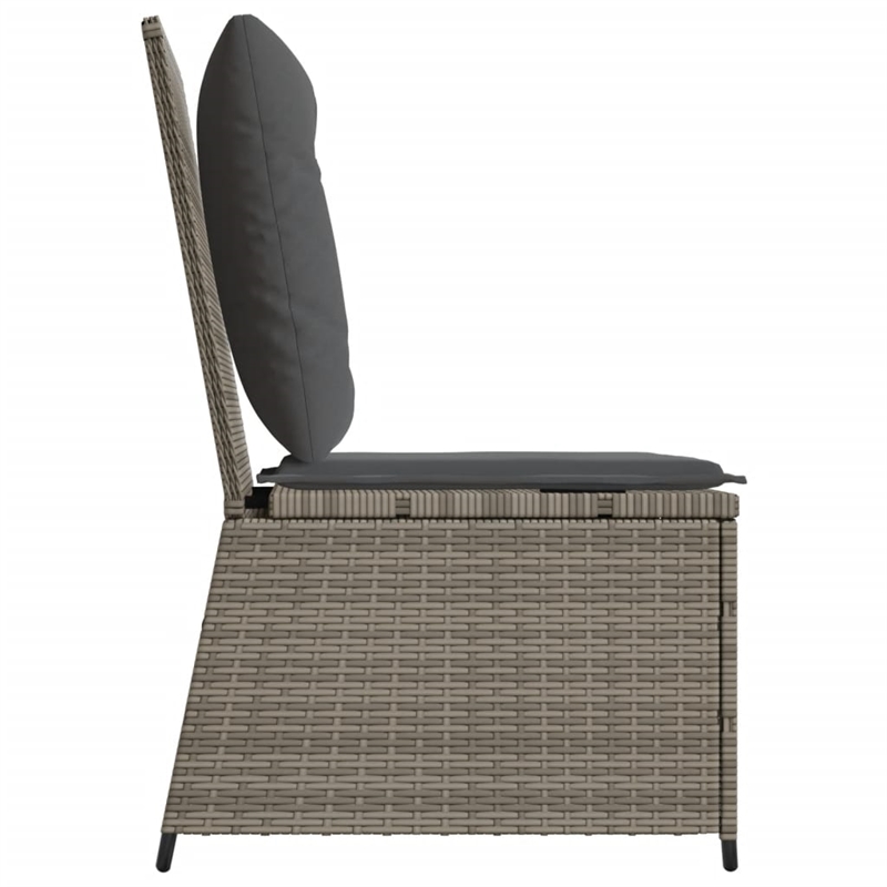 Afuera Living Compact Rattan Reclining Garden Sofa With Removable Covers in Gray