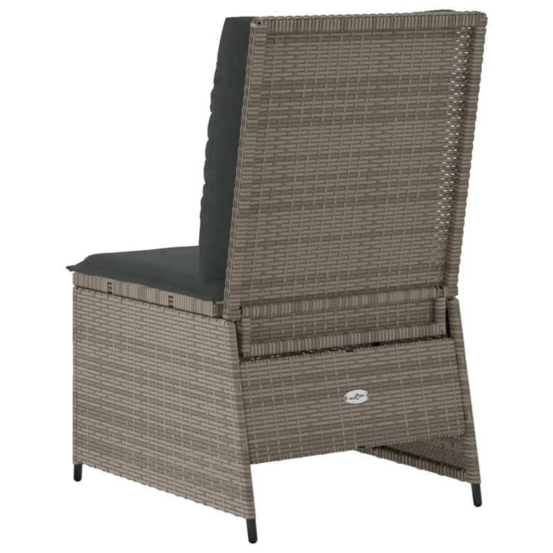 Afuera Living Compact Rattan Reclining Garden Sofa With Removable Covers in Gray