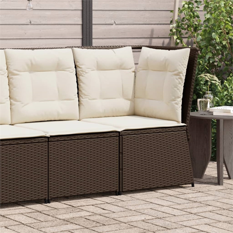 Afuera Living Single PE Rattan Patio Sofa With Adjustable Feet in Brown