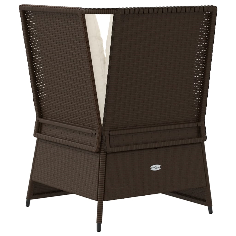 Afuera Living Single PE Rattan Patio Sofa With Adjustable Feet in Brown