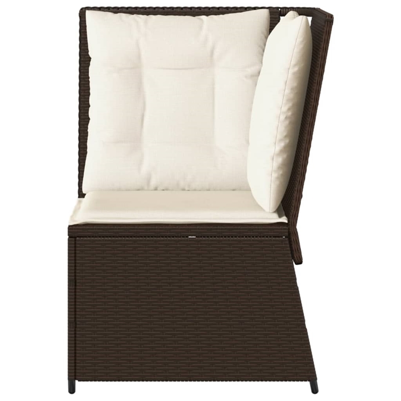 Afuera Living Single PE Rattan Patio Sofa With Adjustable Feet in Brown